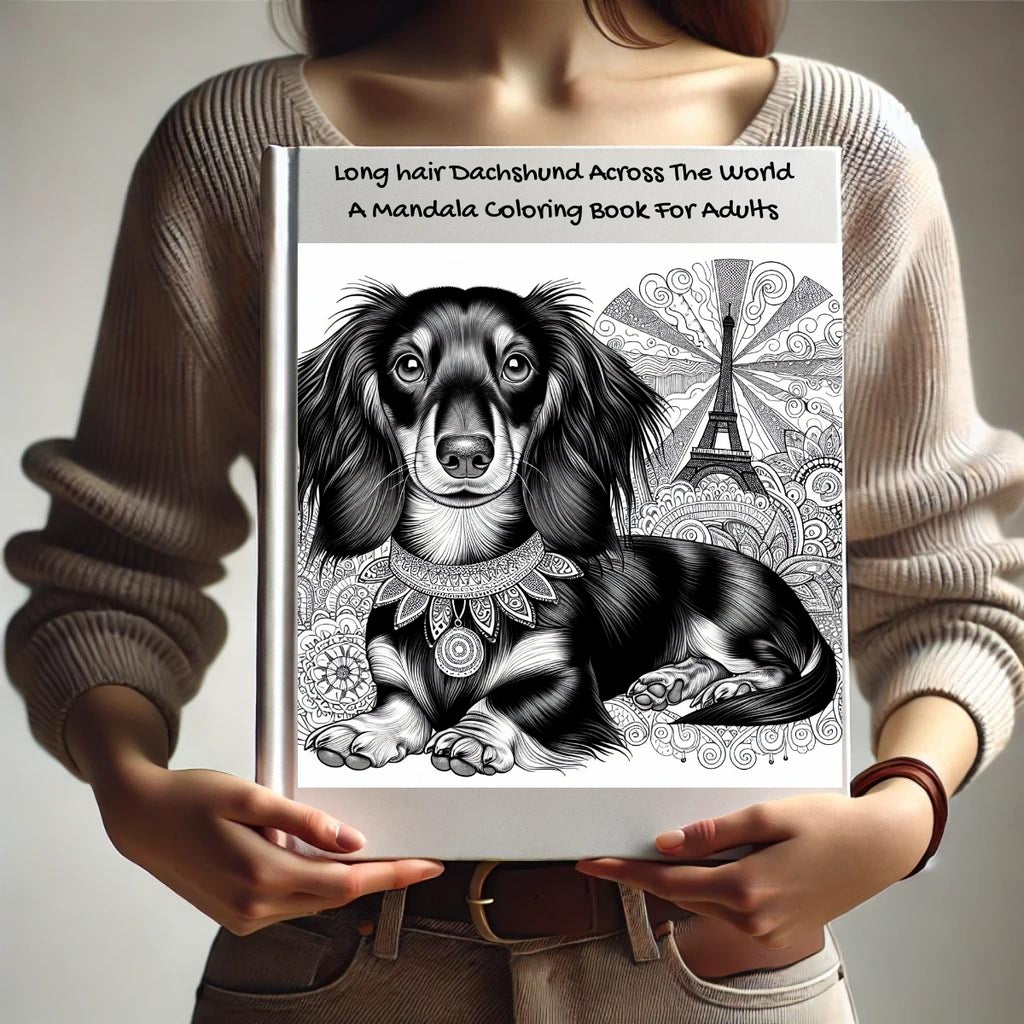 Long hair Dachshund Across The World: A Mandala Coloring Book For Adults