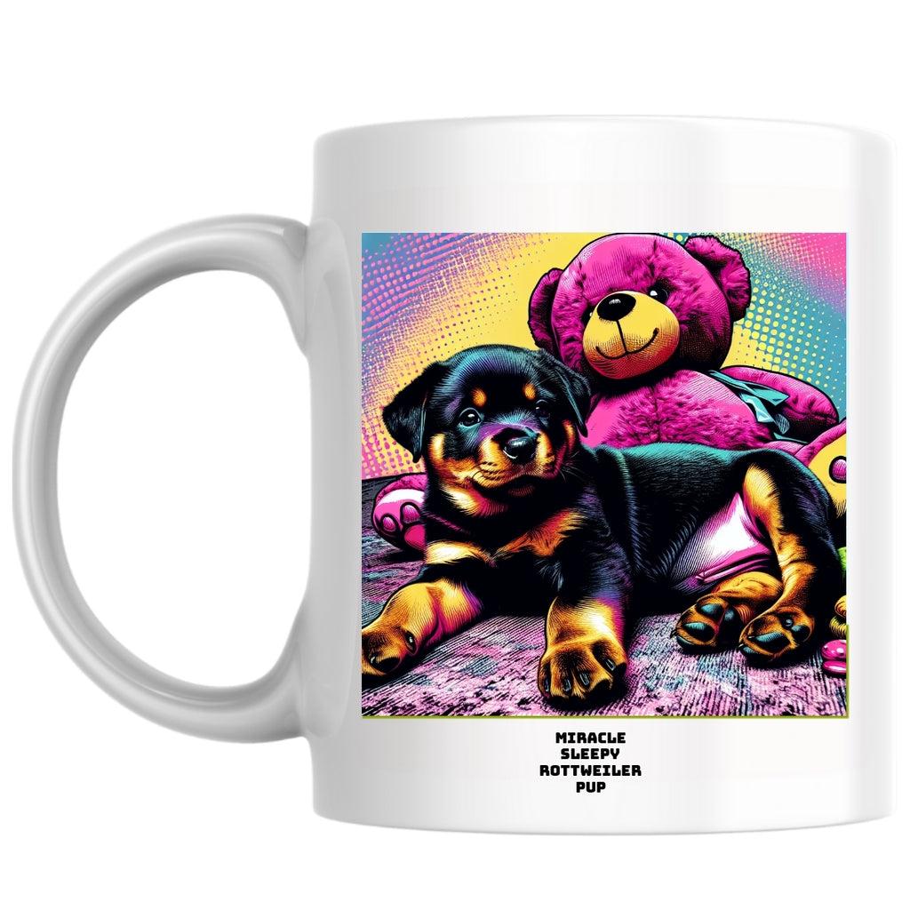 Miracle Sleepy Rottweiler Pup the Magnificent: Pop Art Coffee Mug