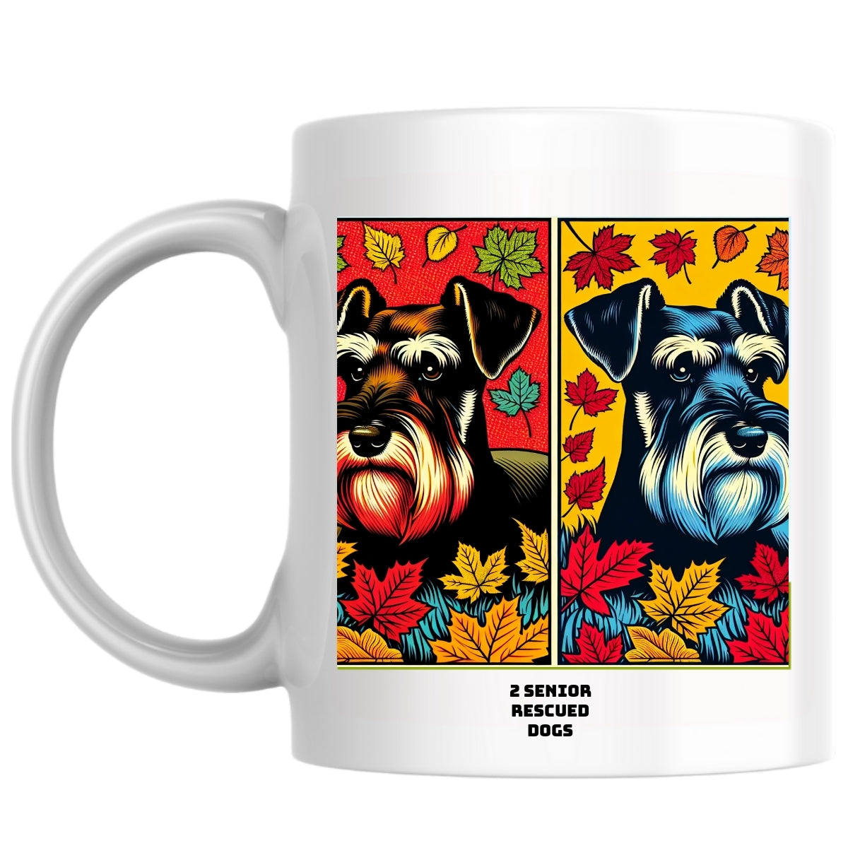 2 senior rescued dogs the Magnificent: Pop Art Coffee Mug