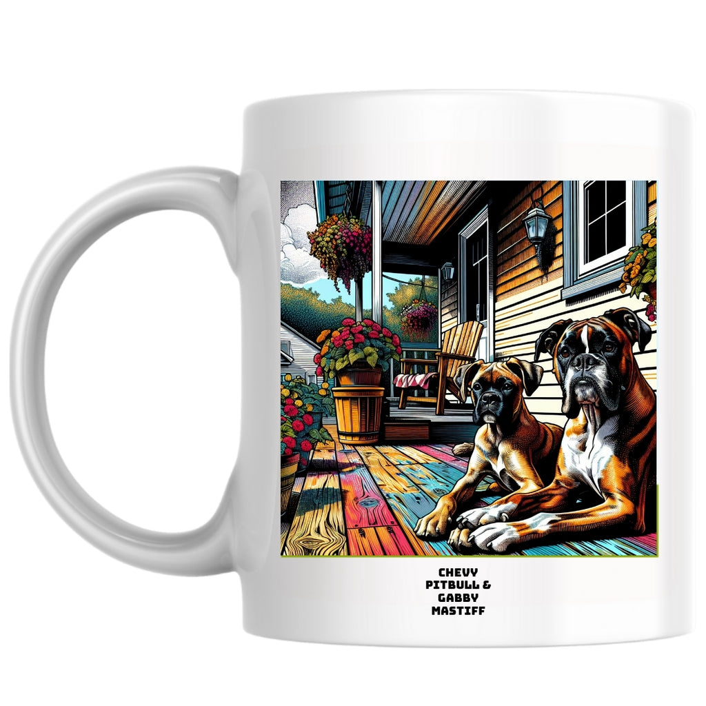 Chevy pitbull & Gabby Mastiff the Magnificent: Pop Art Coffee Mug