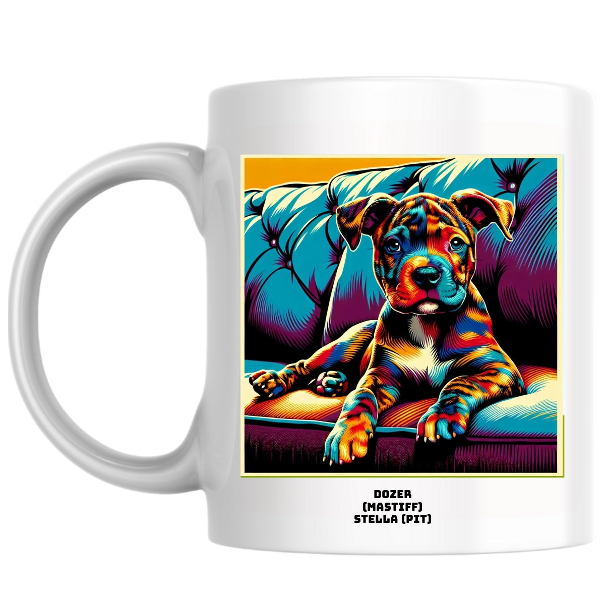 Dozer (mastiff) Stella (pit) the Magnificent: Pop Art Coffee Mug