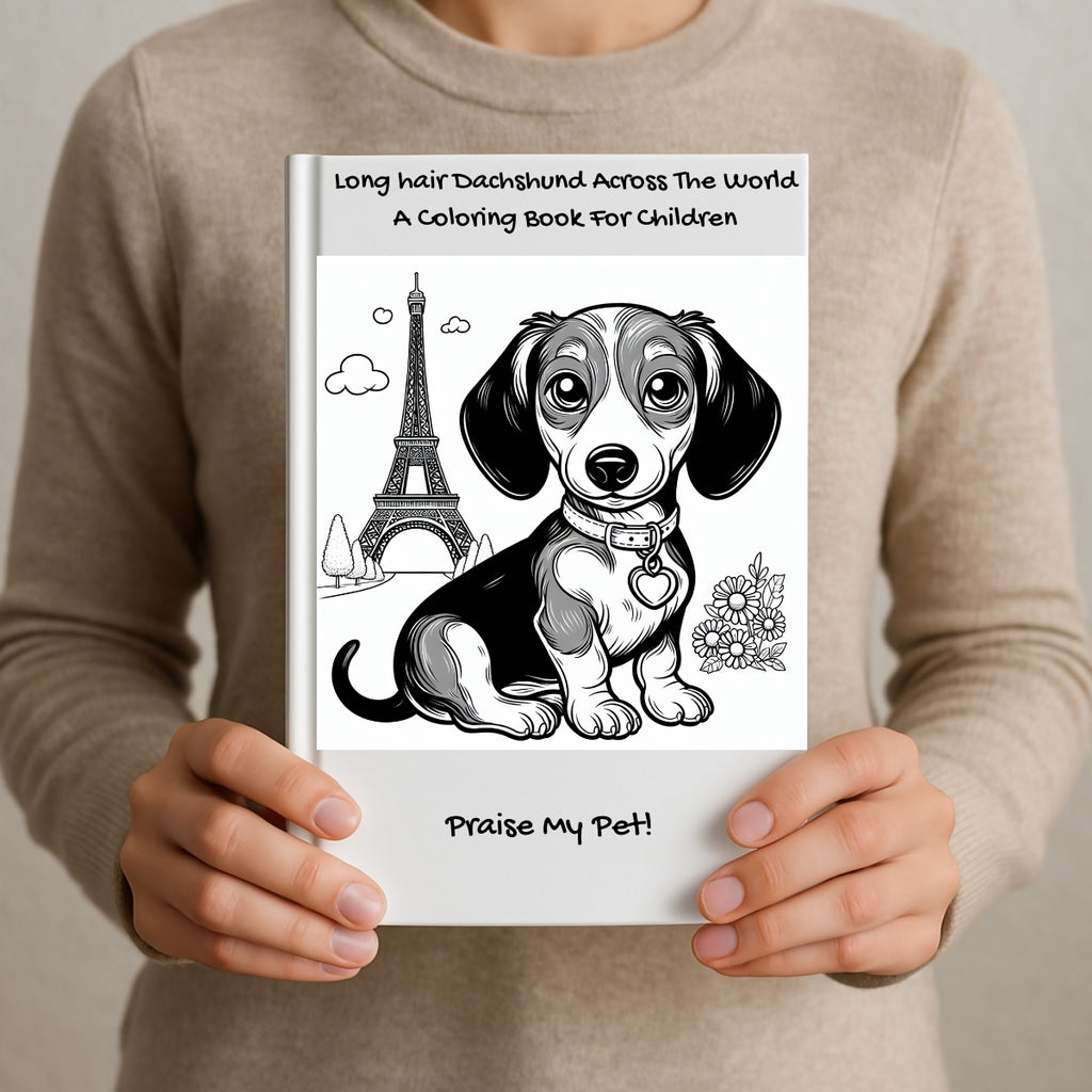 Long hair Dachshund Across The World: A Coloring Book For Children