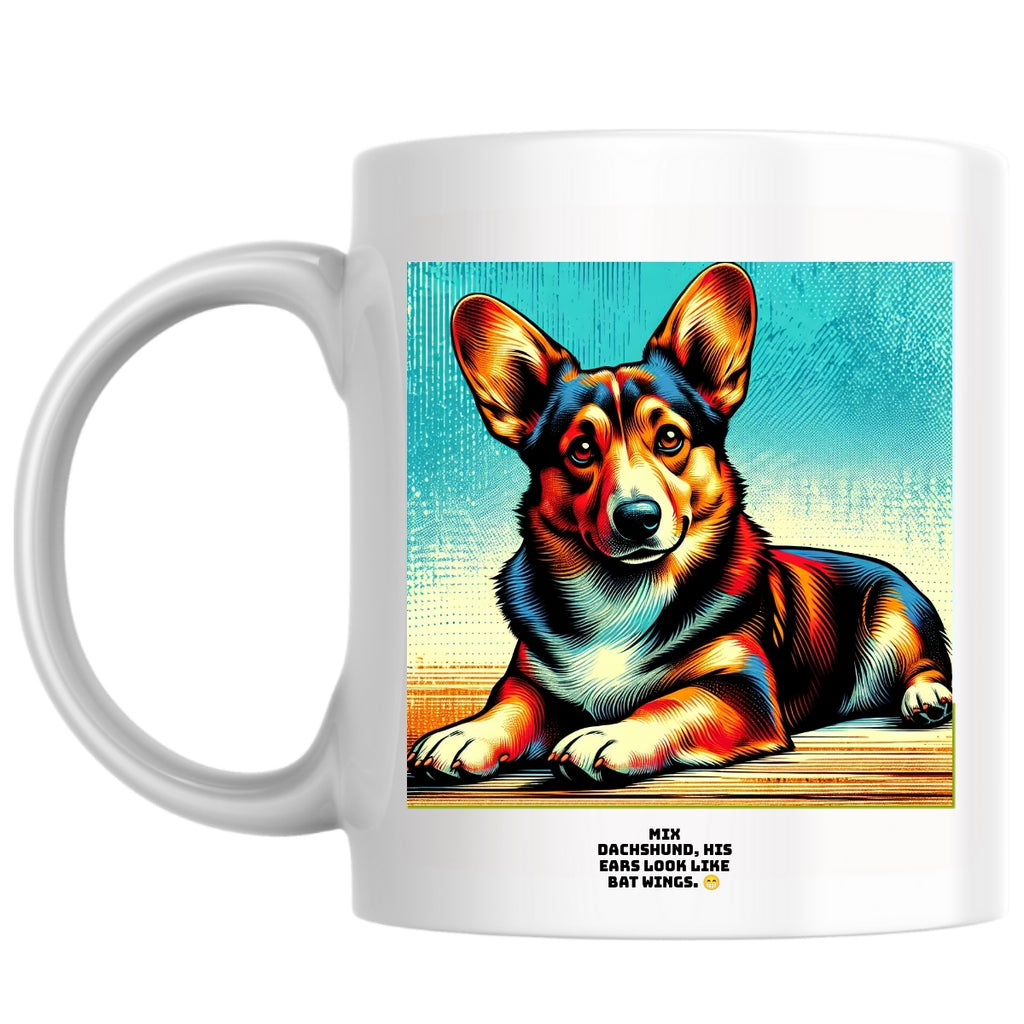 Mix dachshund, his ears look like bat wings. 😁 the Magnificent: Pop Art Coffee Mug