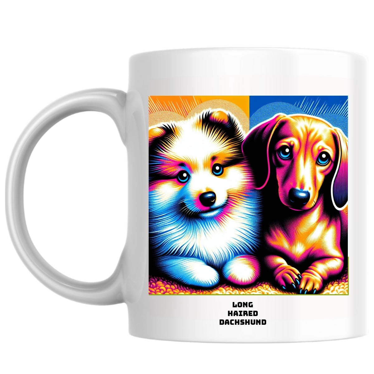 Long haired Dachshund the Magnificent: Pop Art Coffee Mug