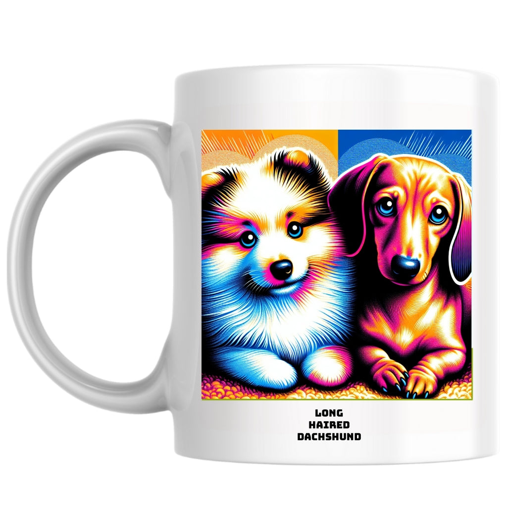 Long haired Dachshund the Magnificent: Pop Art Coffee Mug