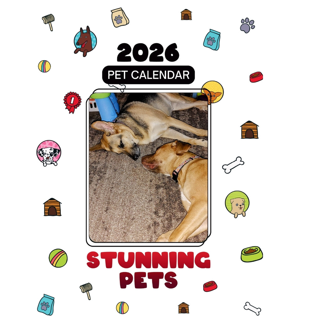 Rue (shepherd) and Roscoe (mastiff) Headlines Stunning Pets: A 2026 Pet Calendar