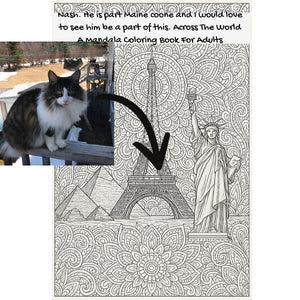 Nash. He is part Maine coone and I would love to see him be a part of this. Across The World: A Mandala Coloring Book For Adults