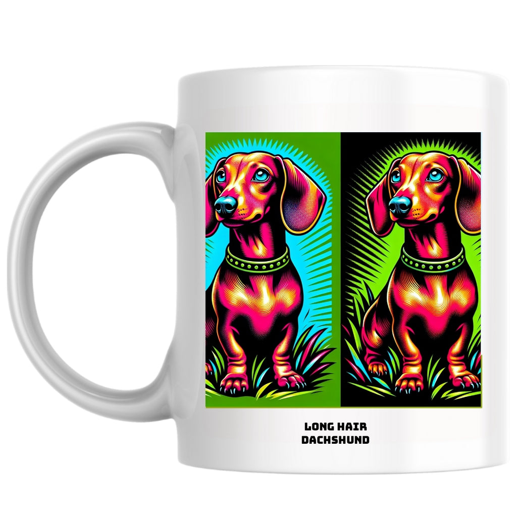 Long hair Dachshund the Magnificent: Pop Art Coffee Mug
