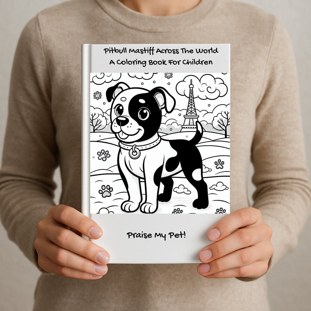 Pitbull Mastiff Across The World: A Coloring Book For Children
