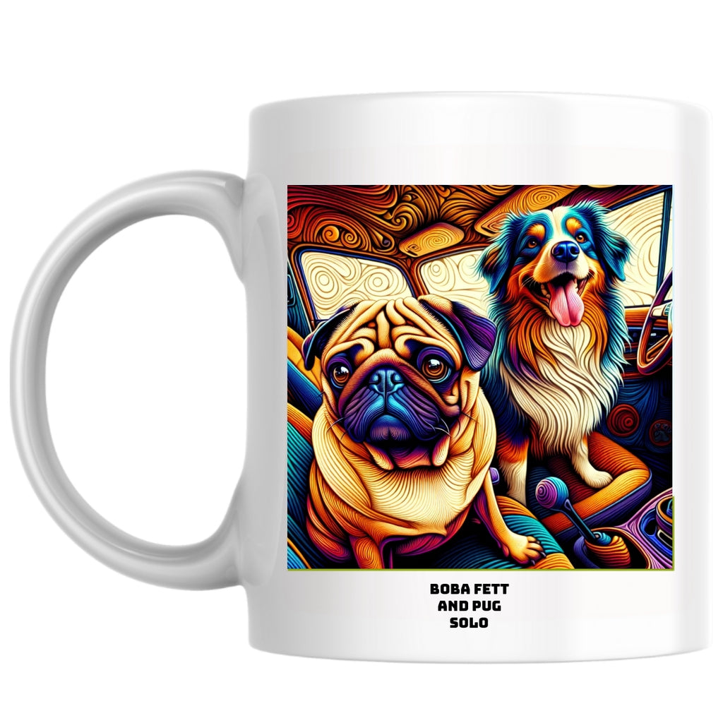 Boba Fett and Pug Solo the Magnificent: Pop Art Coffee Mug