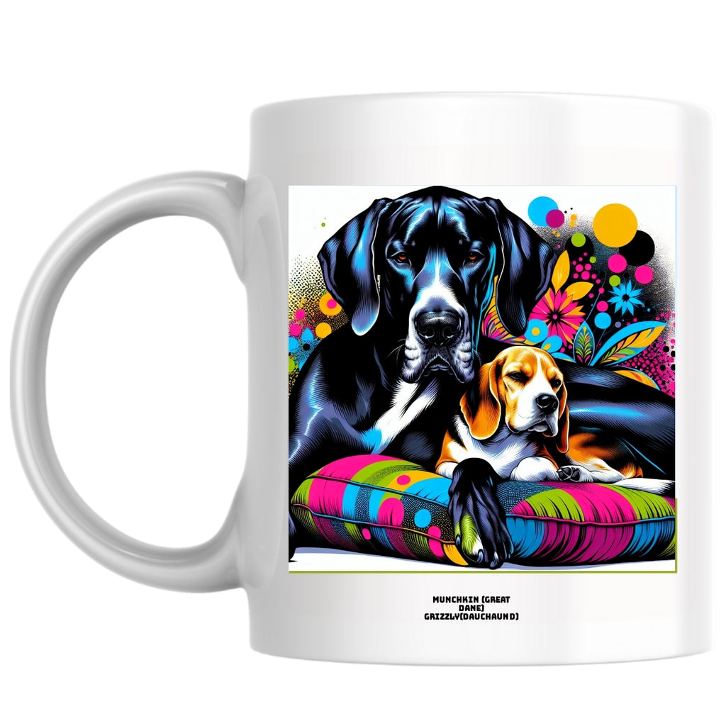 Munchkin (Great Dane) Grizzly(dauchaund) the Magnificent: Pop Art Coffee Mug