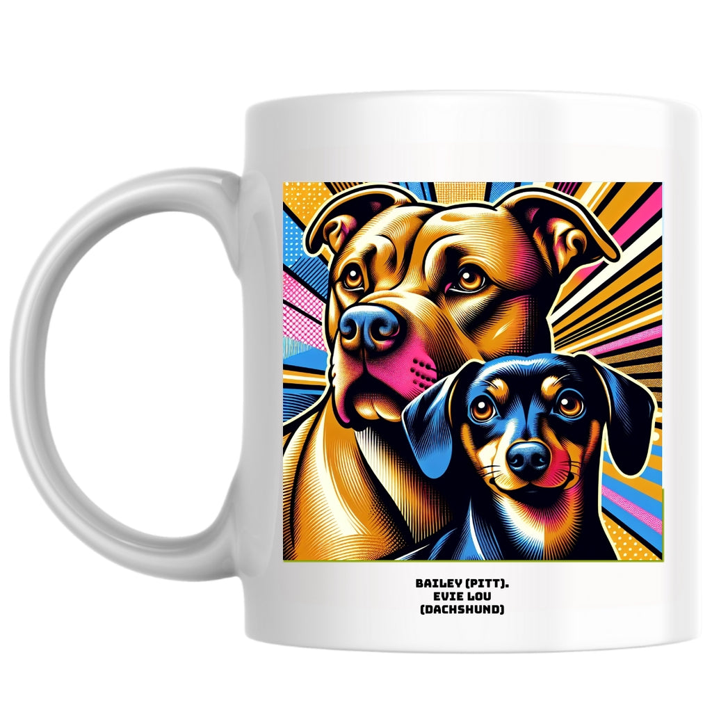 Bailey (Pitt). Evie Lou (dachshund) the Magnificent: Pop Art Coffee Mug