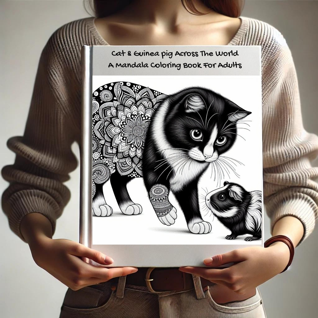 Cat & Guinea pig Across The World: A Mandala Coloring Book For Adults