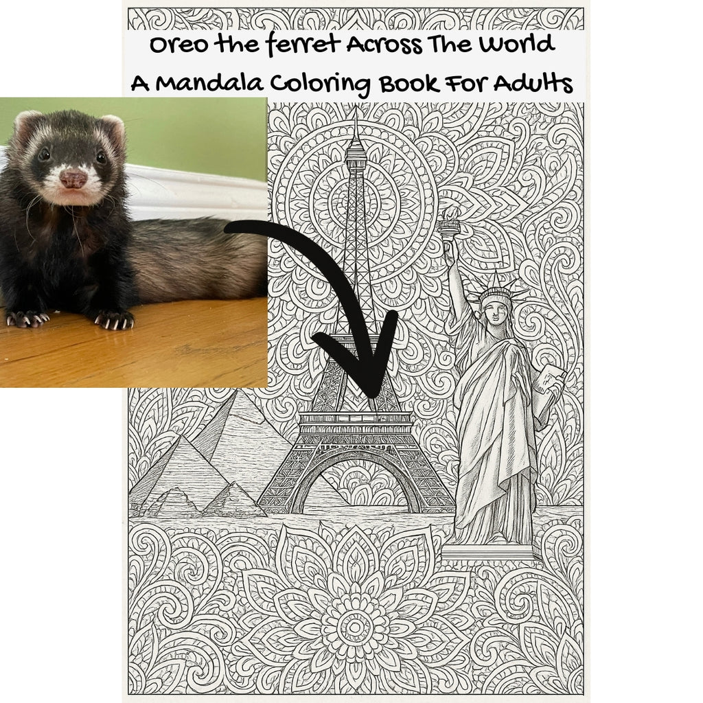 Oreo the ferret Across The World: A Mandala Coloring Book For Adults