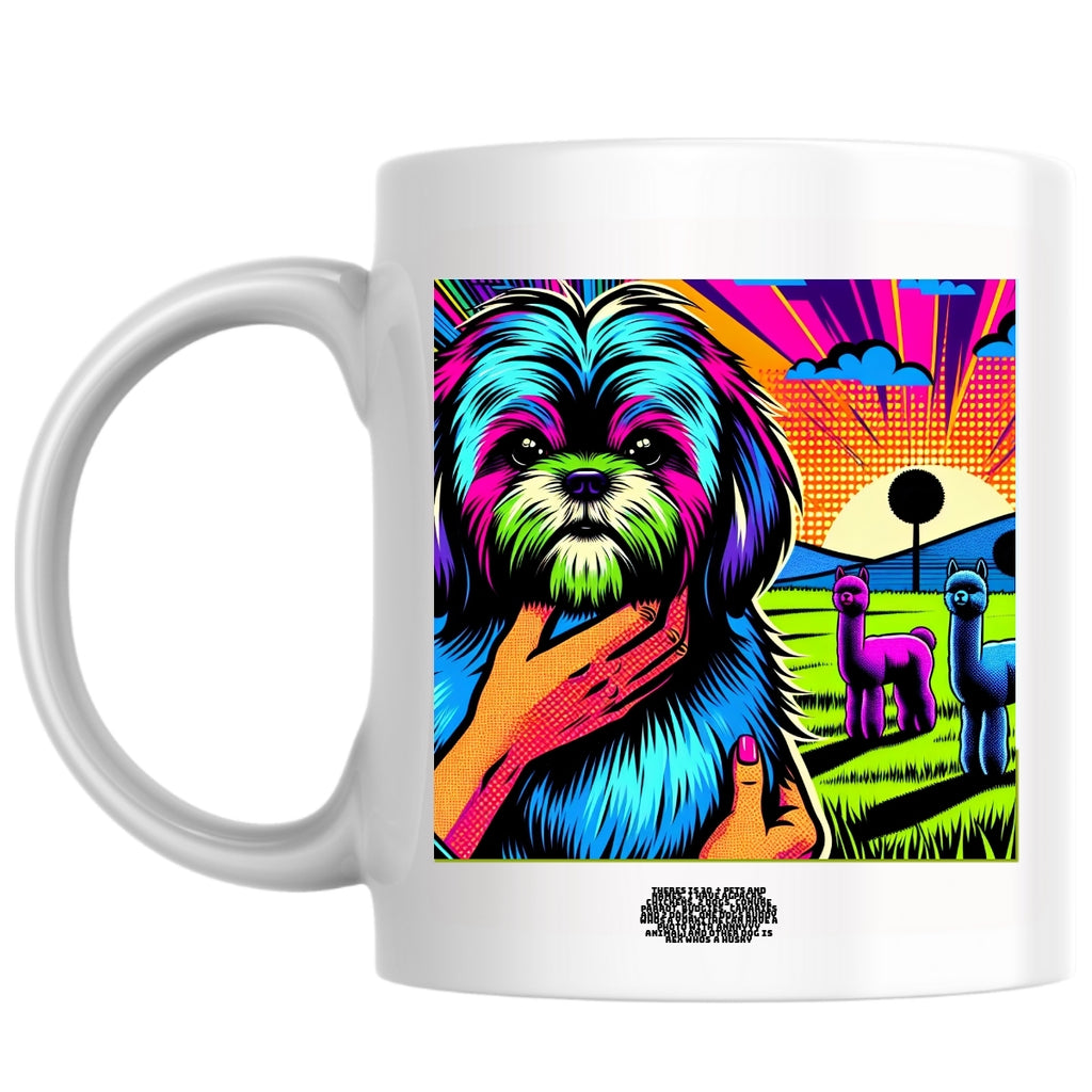 theres is 30 + pets and names. i have alpacas, chickens, 2 dogs, conure parrot, budgies, canaries and 2 dogs. one dogs buddy whos a yorki (he can have a photo with annnyyy animal) and other dog is rex whos a husky the Magnificent: Pop Art Coffee Mug