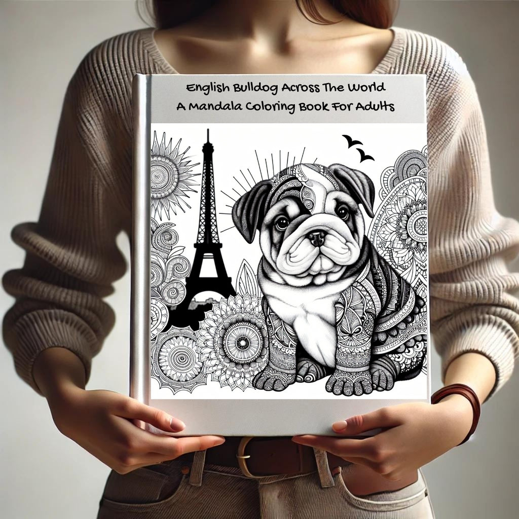 English Bulldog Across The World: A Mandala Coloring Book For Adults