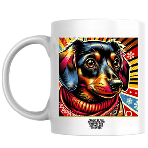 Peanut is the dachshund and Daisy is the Australian Sheep dog the Magnificent: Pop Art Coffee Mug