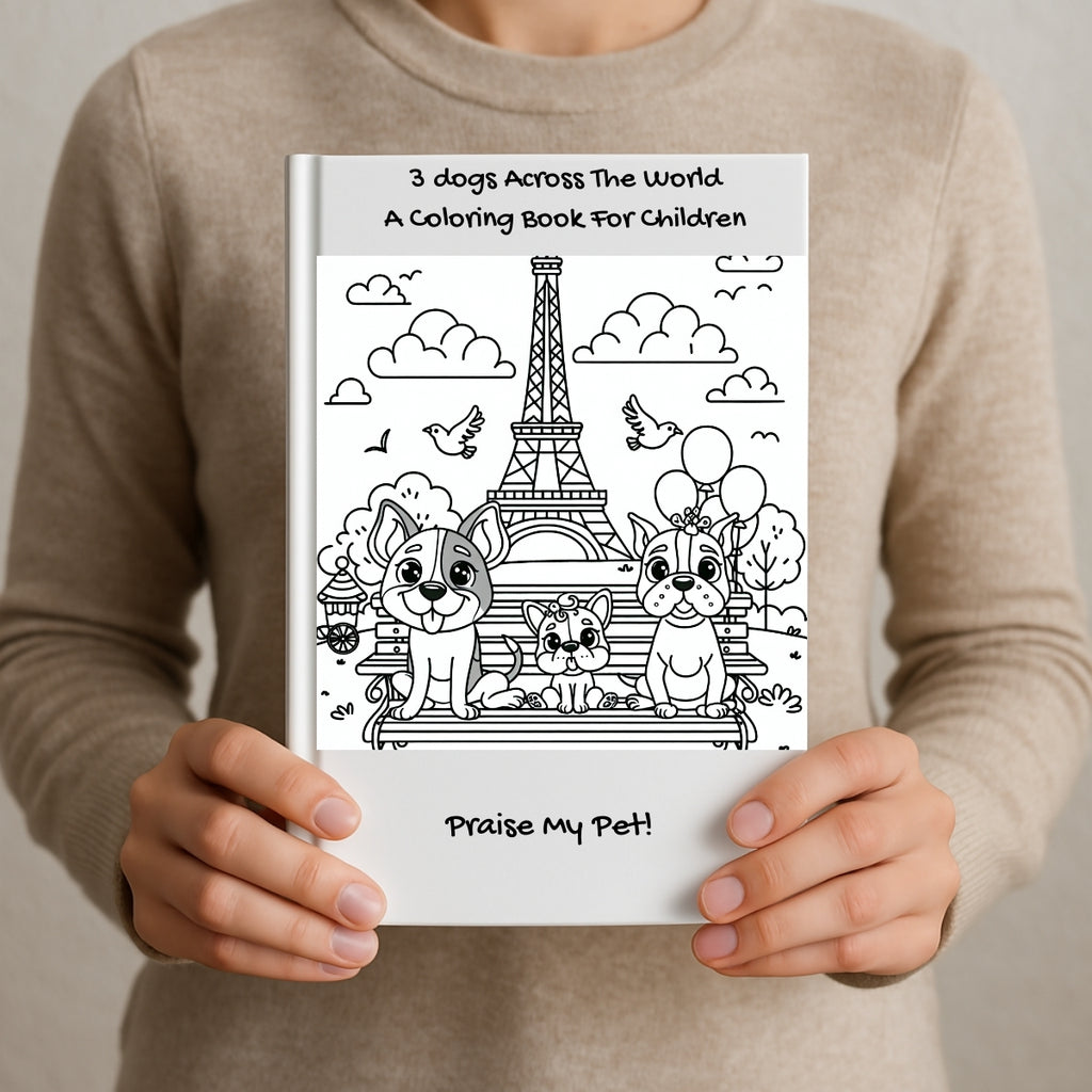 3 dogs Across The World: A Coloring Book For Children