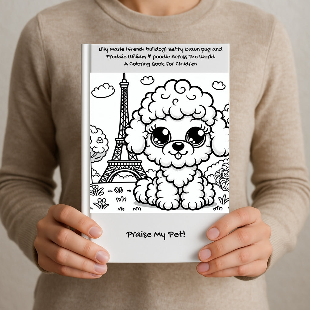 Lilly Marie (French bulldog) Betty Dawn pug and Freddie William ♥️ poodle Across The World: A Coloring Book For Children