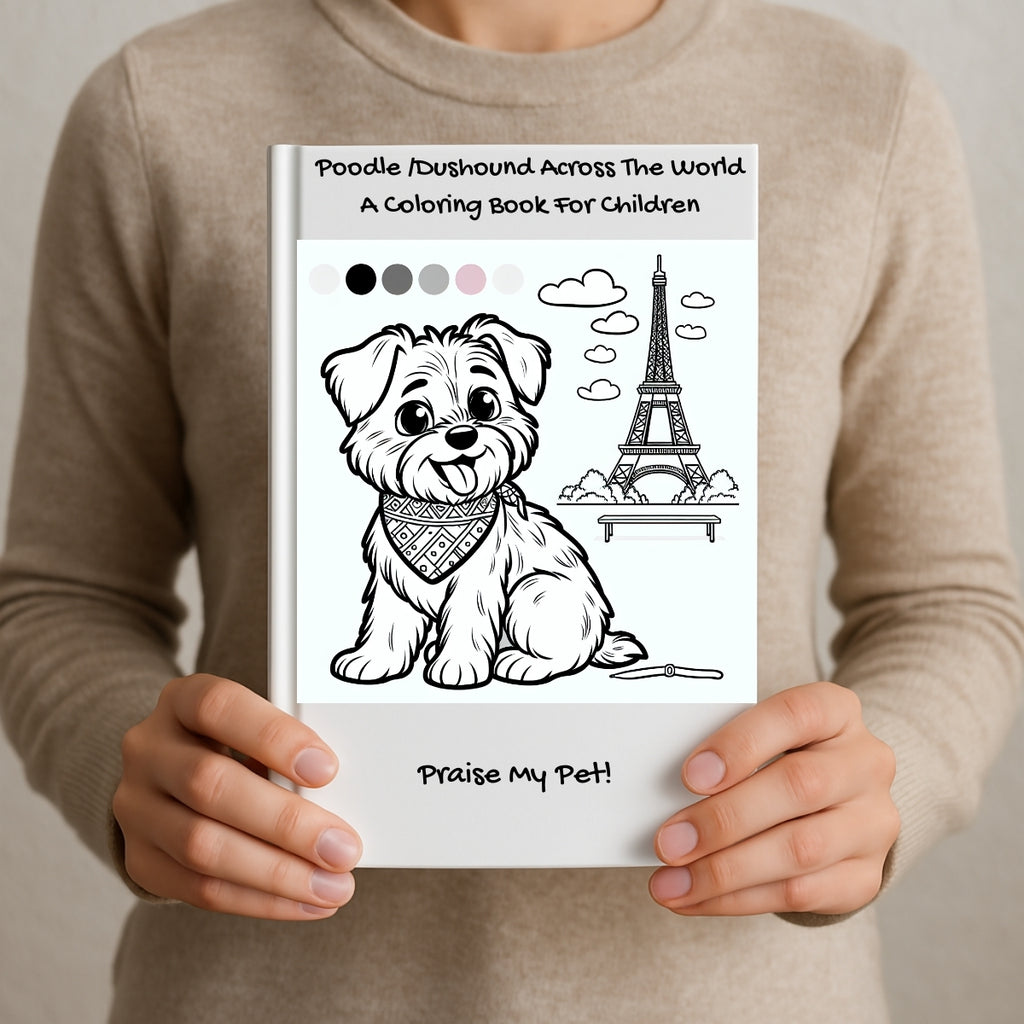 Poodle /Dushound Across The World: A Coloring Book For Children