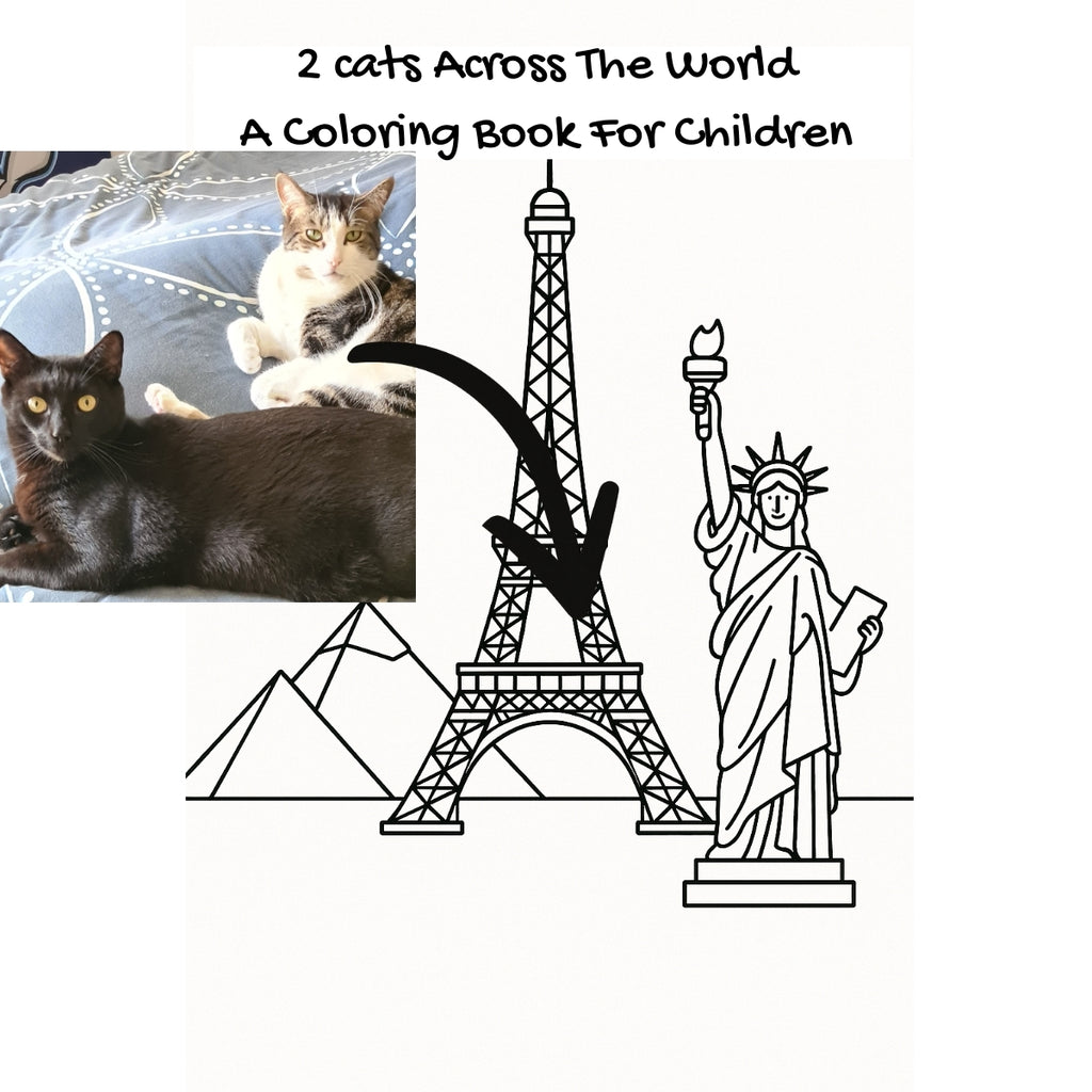 2 cats Across The World: A Coloring Book For Children