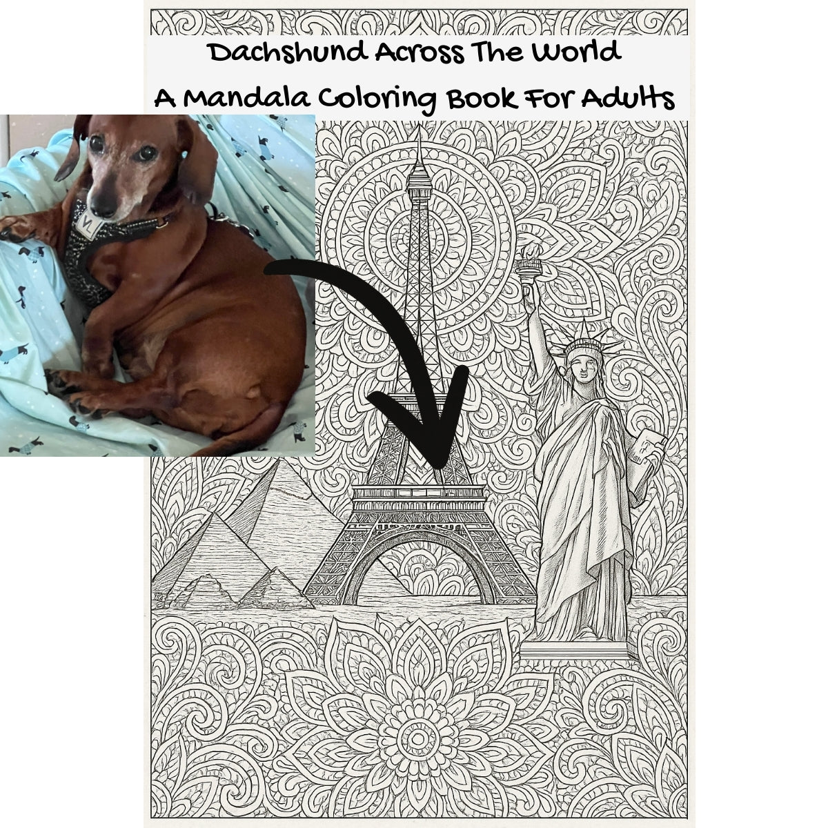 Dachshund Across The World: A Mandala Coloring Book For Adults