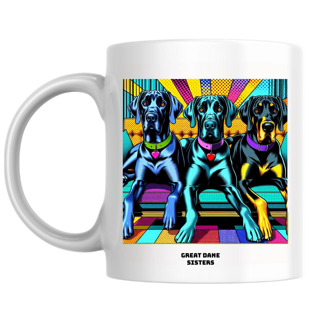 Great Dane sisters the Magnificent: Pop Art Coffee Mug
