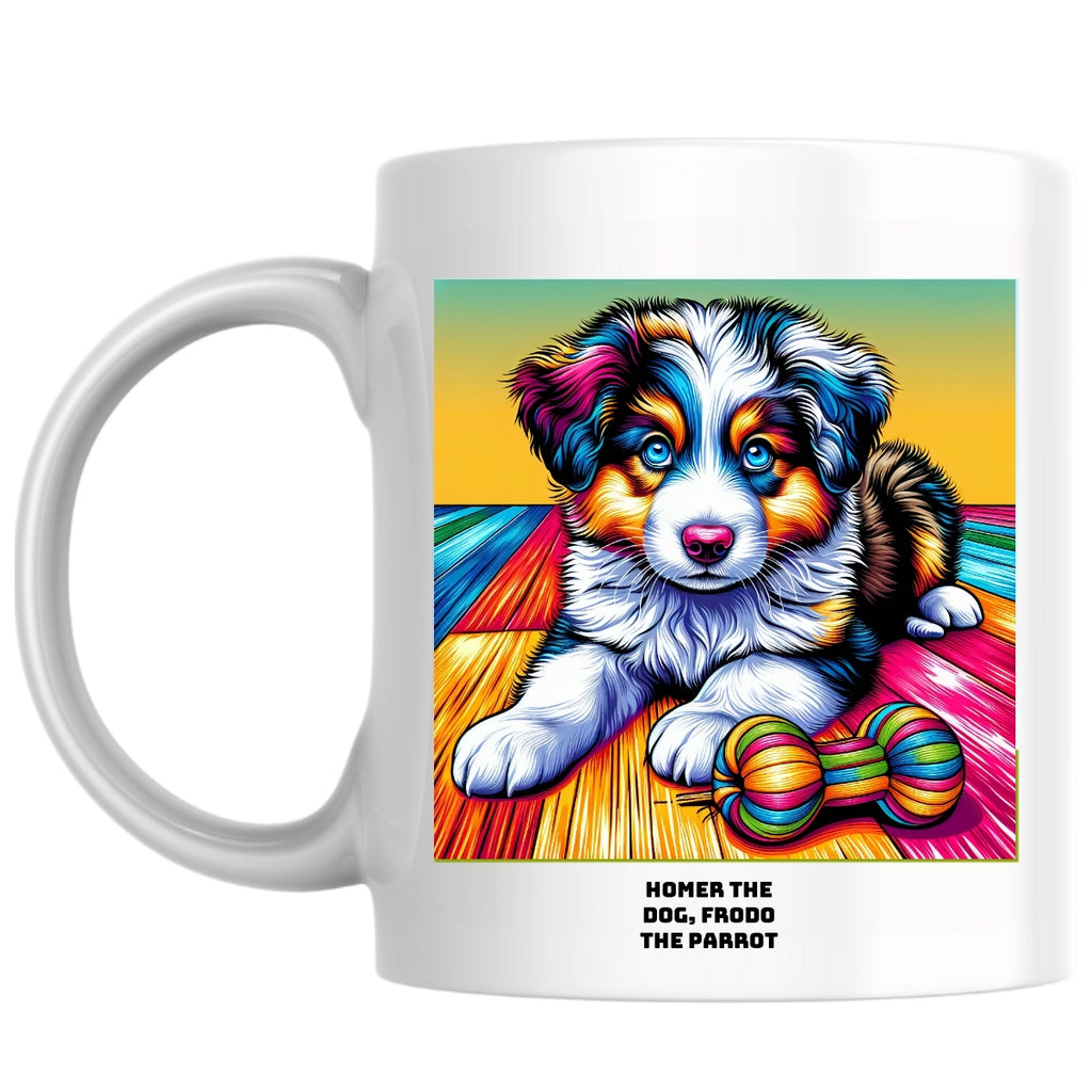 Homer the dog, Frodo the parrot the Magnificent: Pop Art Coffee Mug