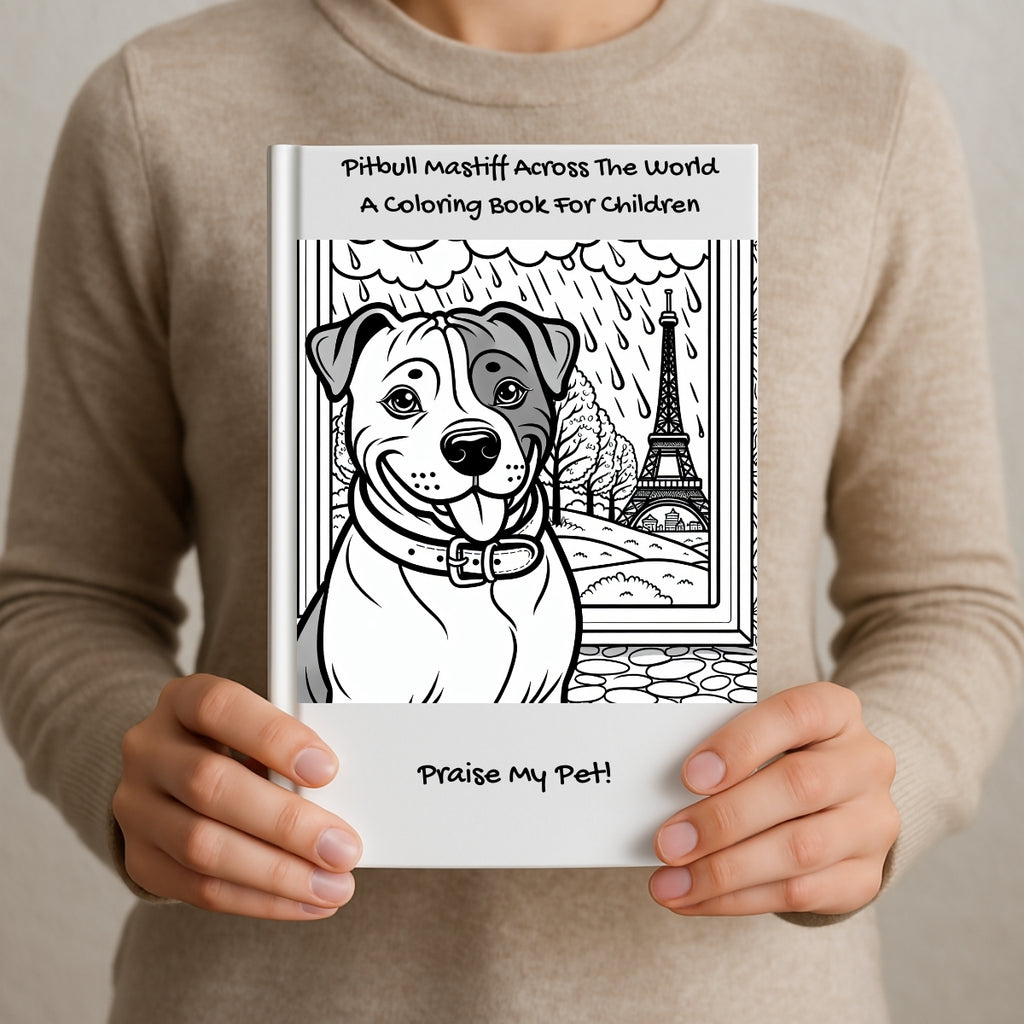 Pitbull Mastiff Across The World: A Coloring Book For Children