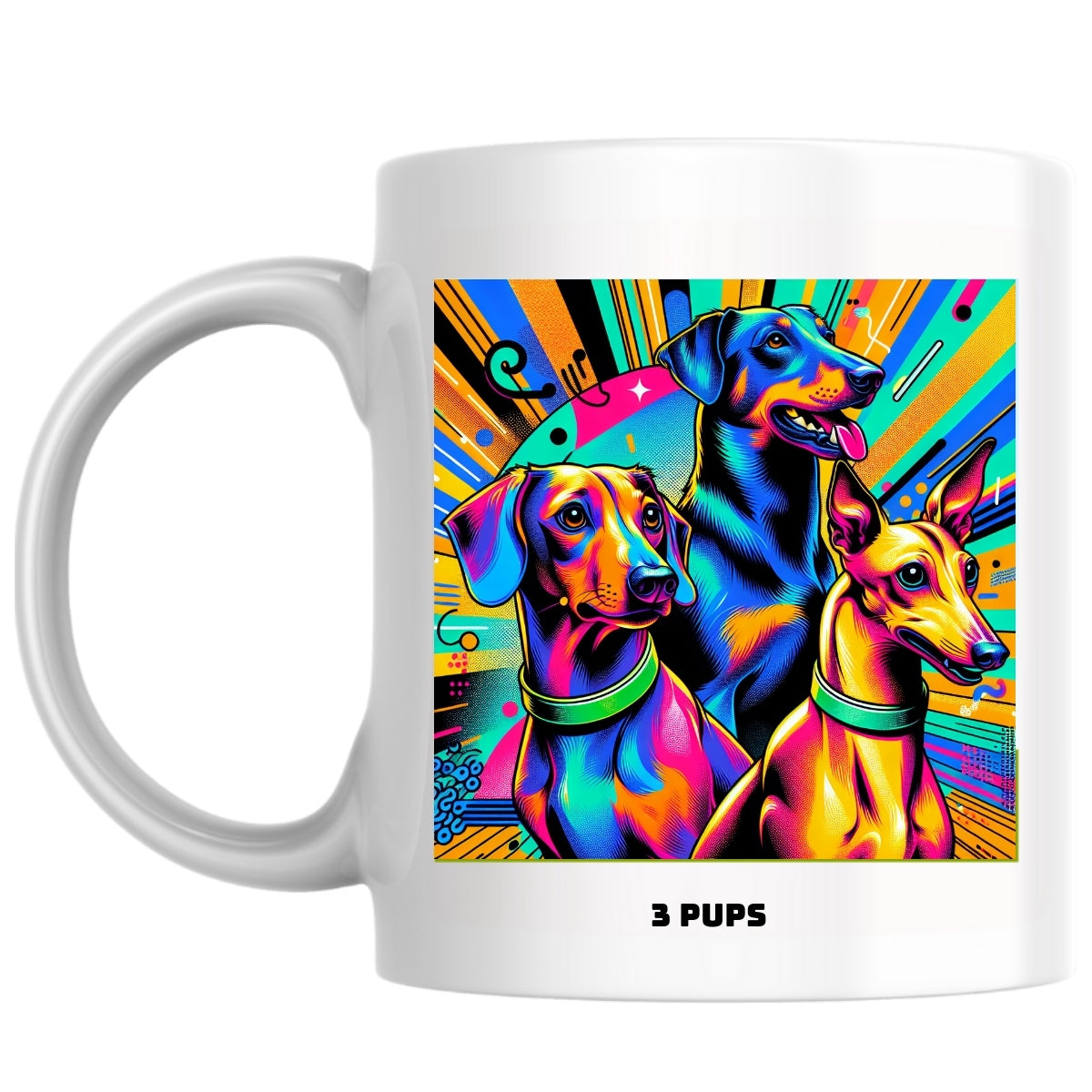 3 pups the Magnificent: Pop Art Coffee Mug