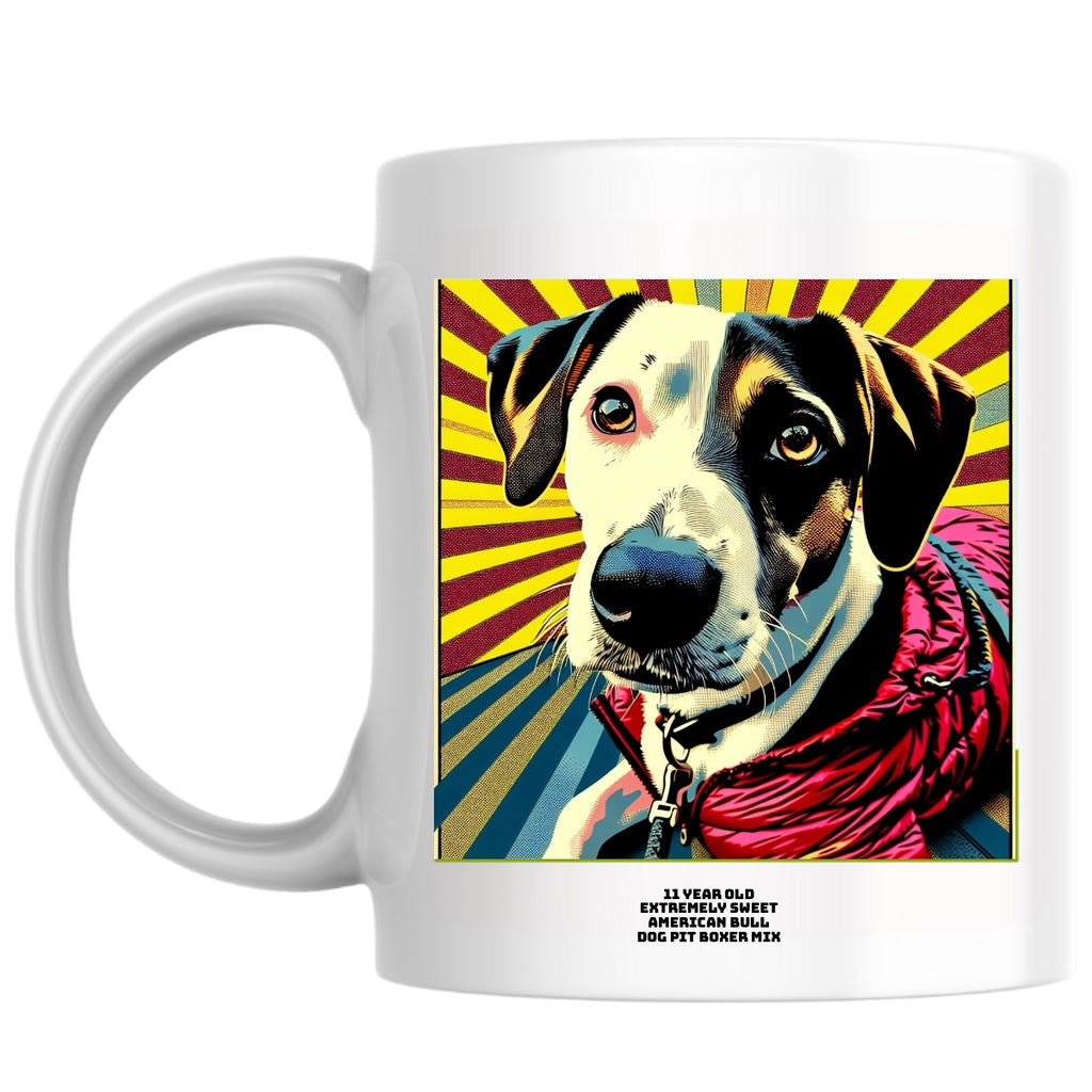 11 year old extremely sweet American bull dog pit boxer mix the Magnificent: Pop Art Coffee Mug