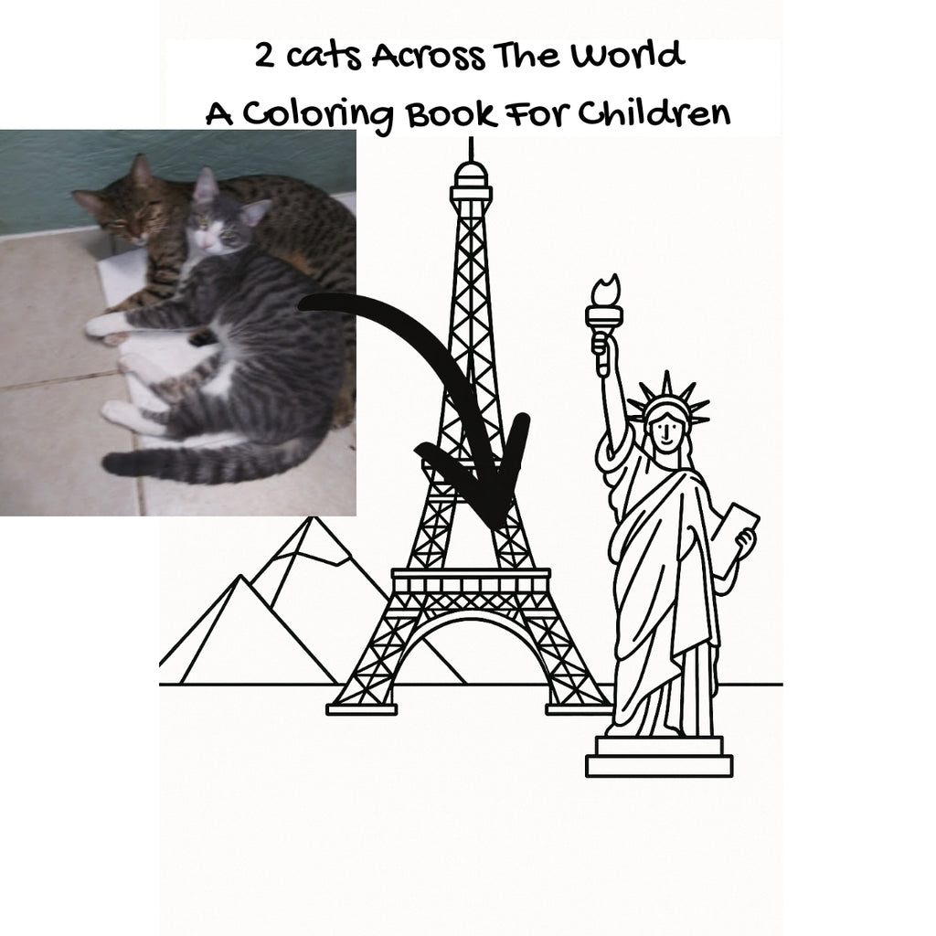 2 cats Across The World: A Coloring Book For Children