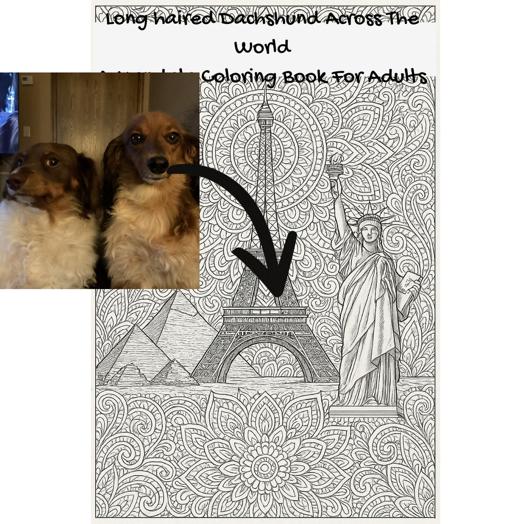 Long haired Dachshund Across The World: A Mandala Coloring Book For Adults