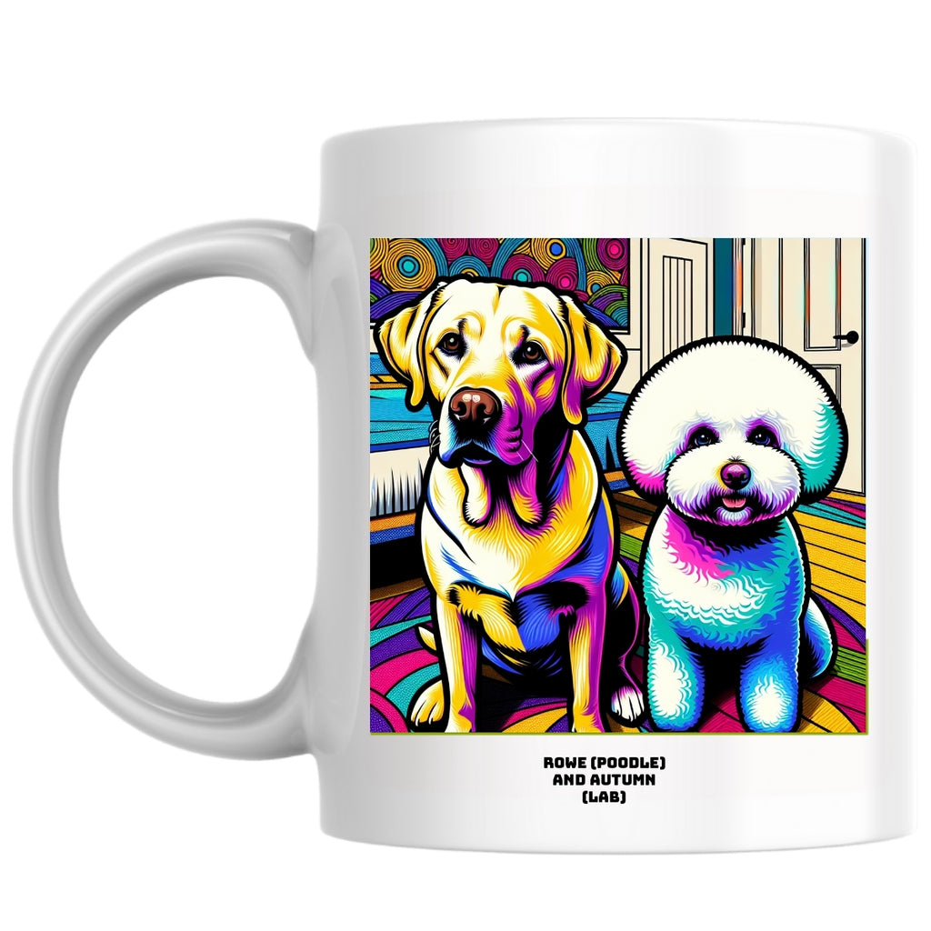Rowe (poodle) and Autumn (lab) the Magnificent: Pop Art Coffee Mug
