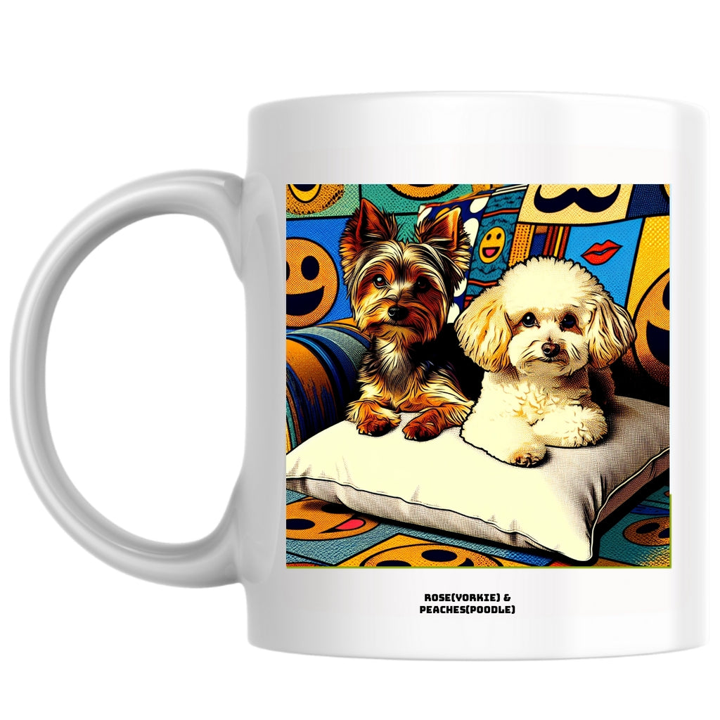 Rose(Yorkie) & Peaches(Poodle) the Magnificent: Pop Art Coffee Mug