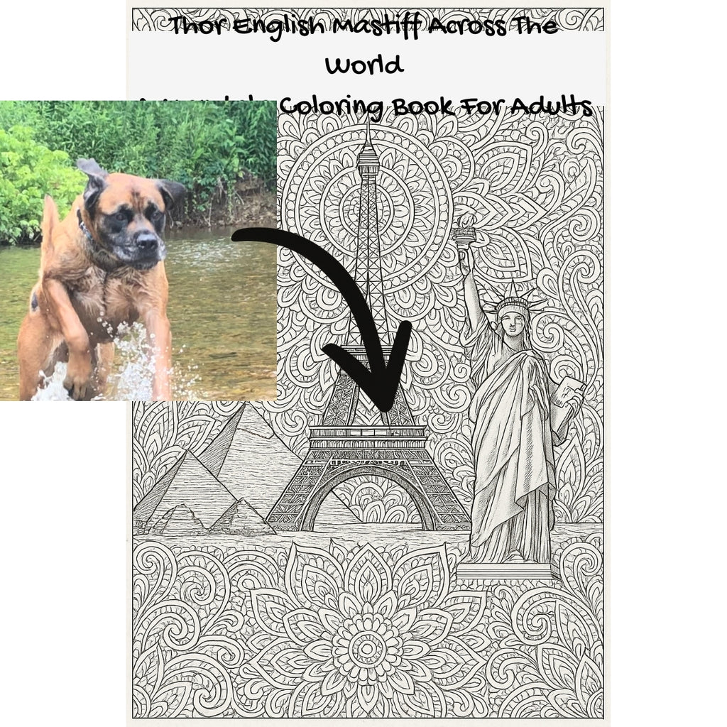 Thor English Mastiff Across The World: A Mandala Coloring Book For Adults