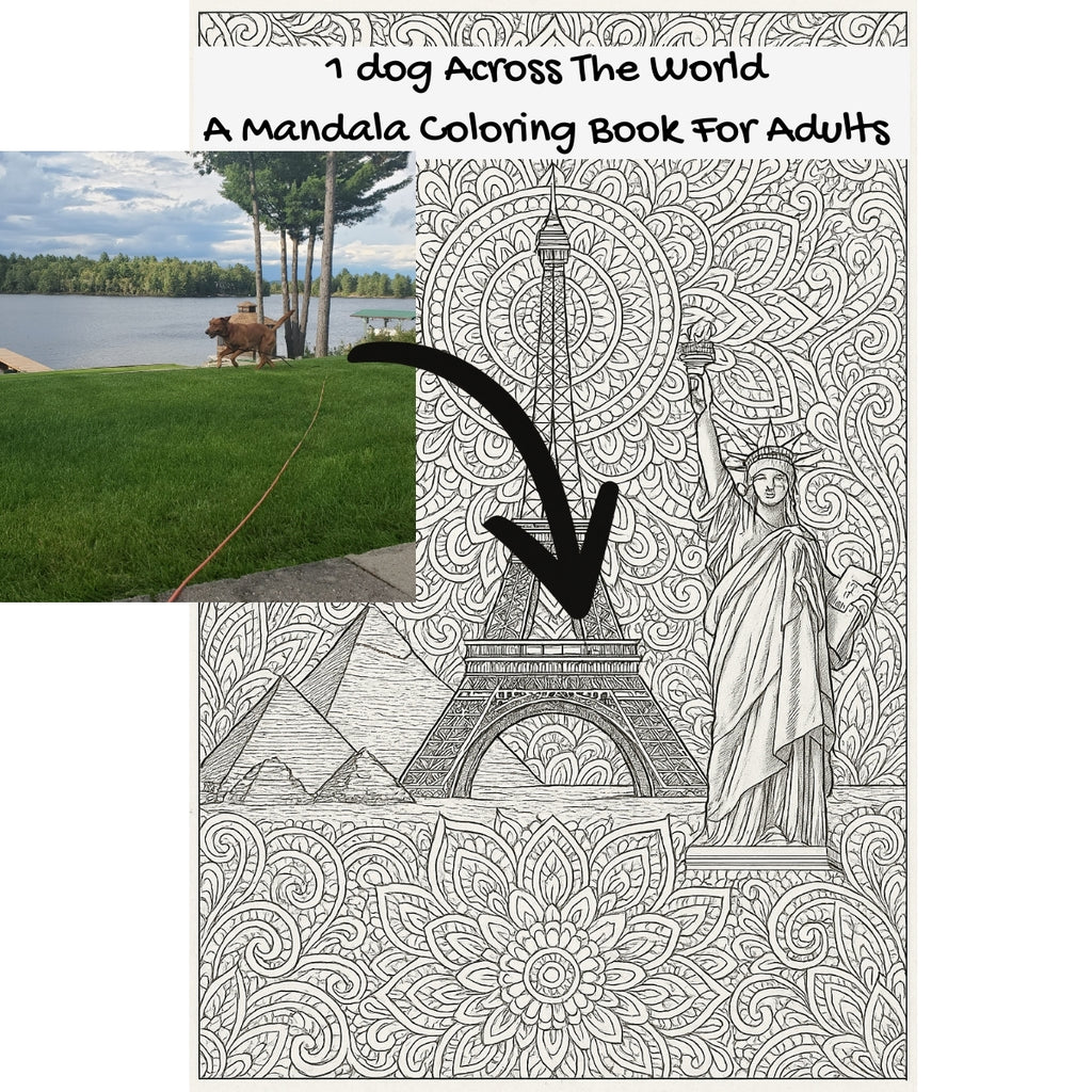 1 dog Across The World: A Mandala Coloring Book For Adults