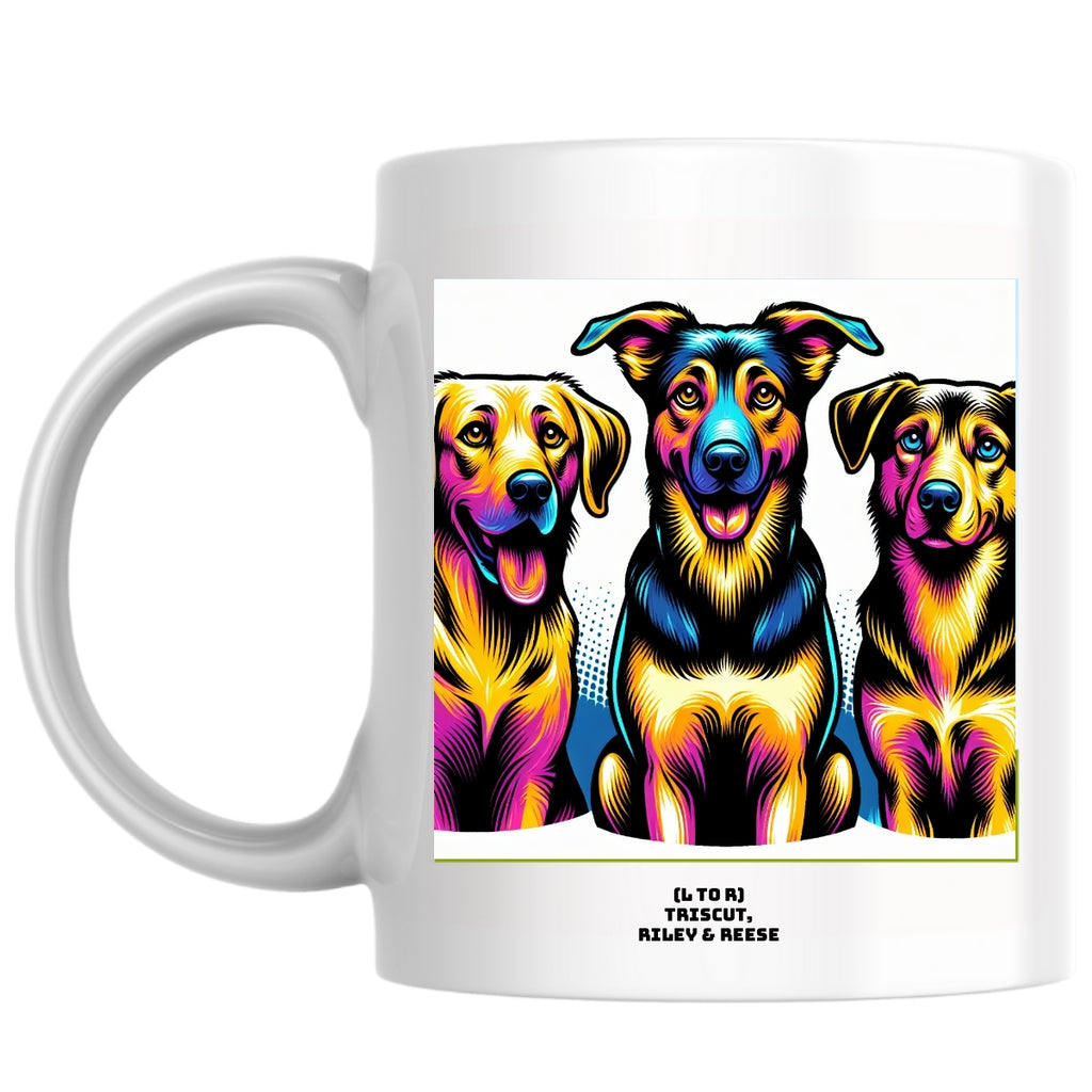 (L to R) Triscut, Riley & Reese the Magnificent: Pop Art Coffee Mug