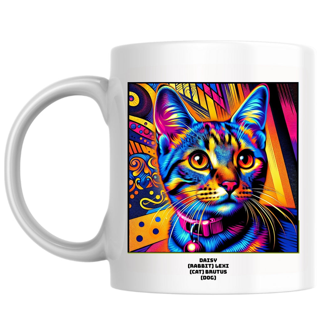 Daisy (rabbit) Lexi (cat) Brutus (Dog) the Magnificent: Pop Art Coffee Mug