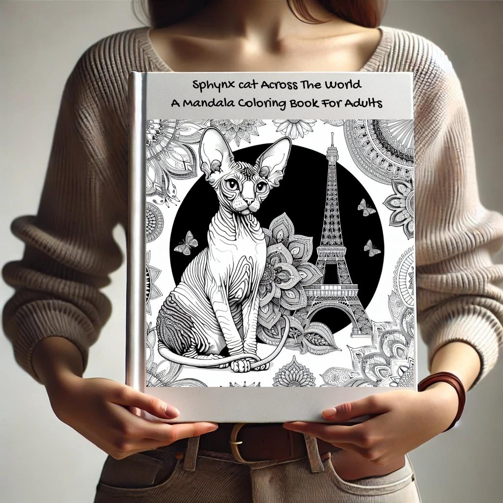 Sphynx cat Across The World: A Mandala Coloring Book For Adults