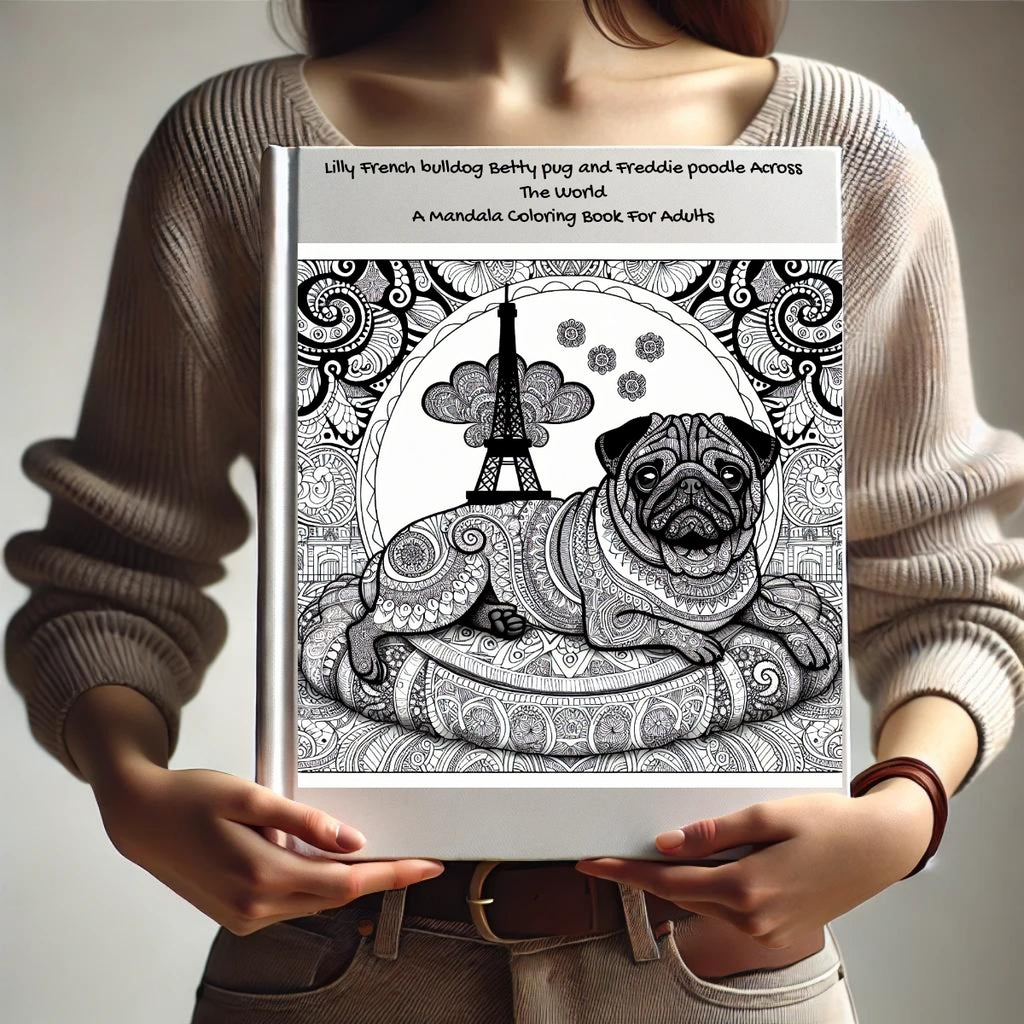 Lilly French bulldog Betty pug and Freddie poodle Across The World: A Mandala Coloring Book For Adults
