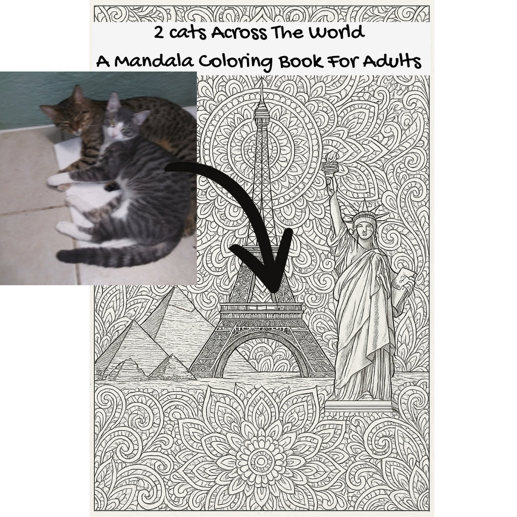 2 cats Across The World: A Mandala Coloring Book For Adults