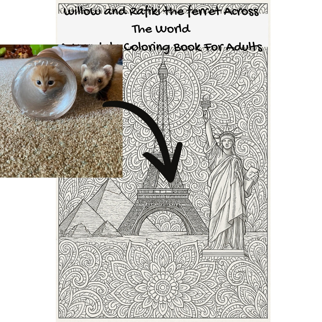 willow and Rafiki the ferret Across The World: A Mandala Coloring Book For Adults
