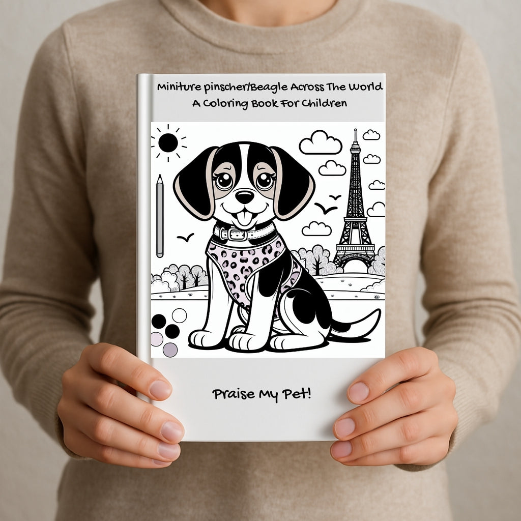Miniture pinscher/Beagle Across The World: A Coloring Book For Children