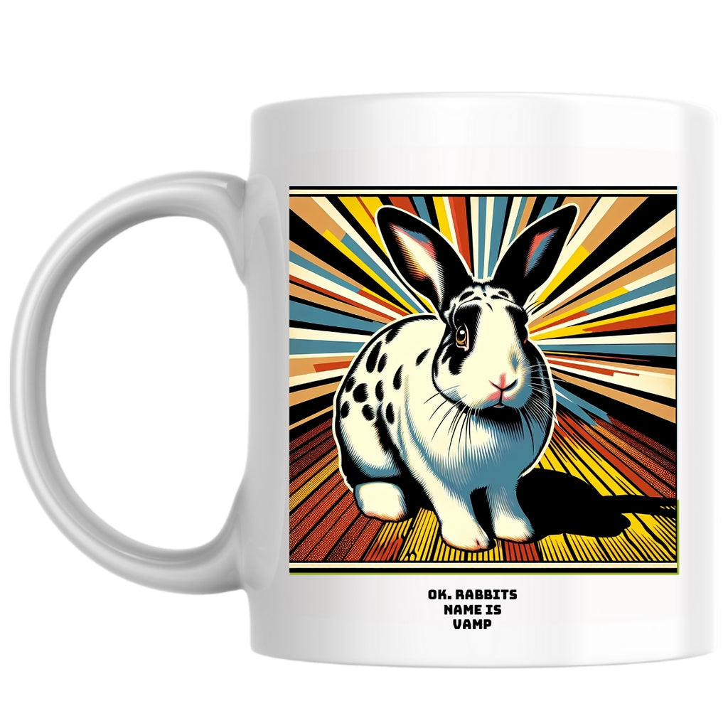 Ok. Rabbits name is Vamp the Magnificent: Pop Art Coffee Mug