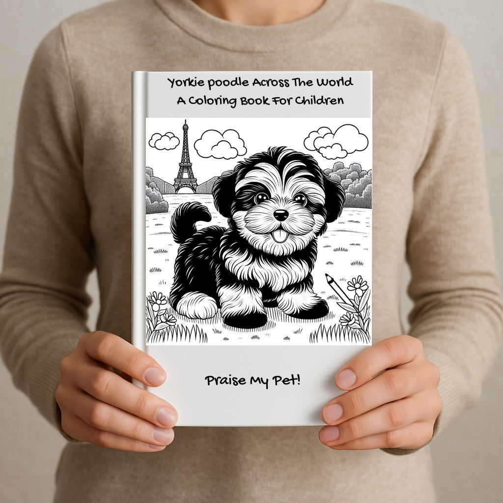 Yorkie poodle Across The World: A Coloring Book For Children