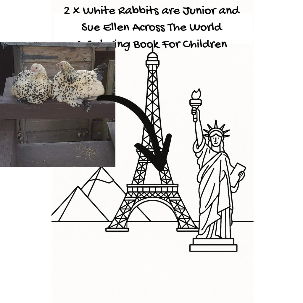 2 x White Rabbits are Junior and Sue Ellen Across The World: A Coloring Book For Children
