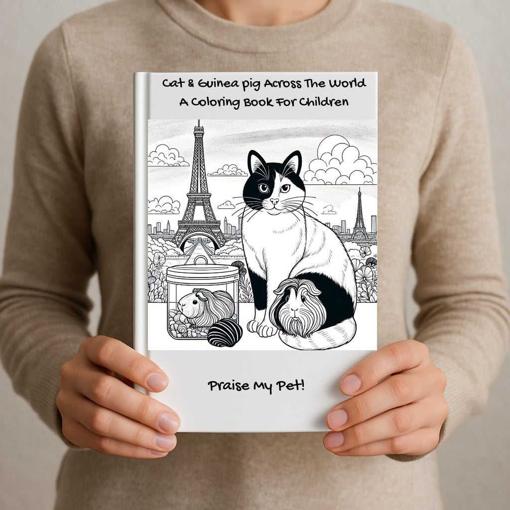 Cat & Guinea pig Across The World: A Coloring Book For Children