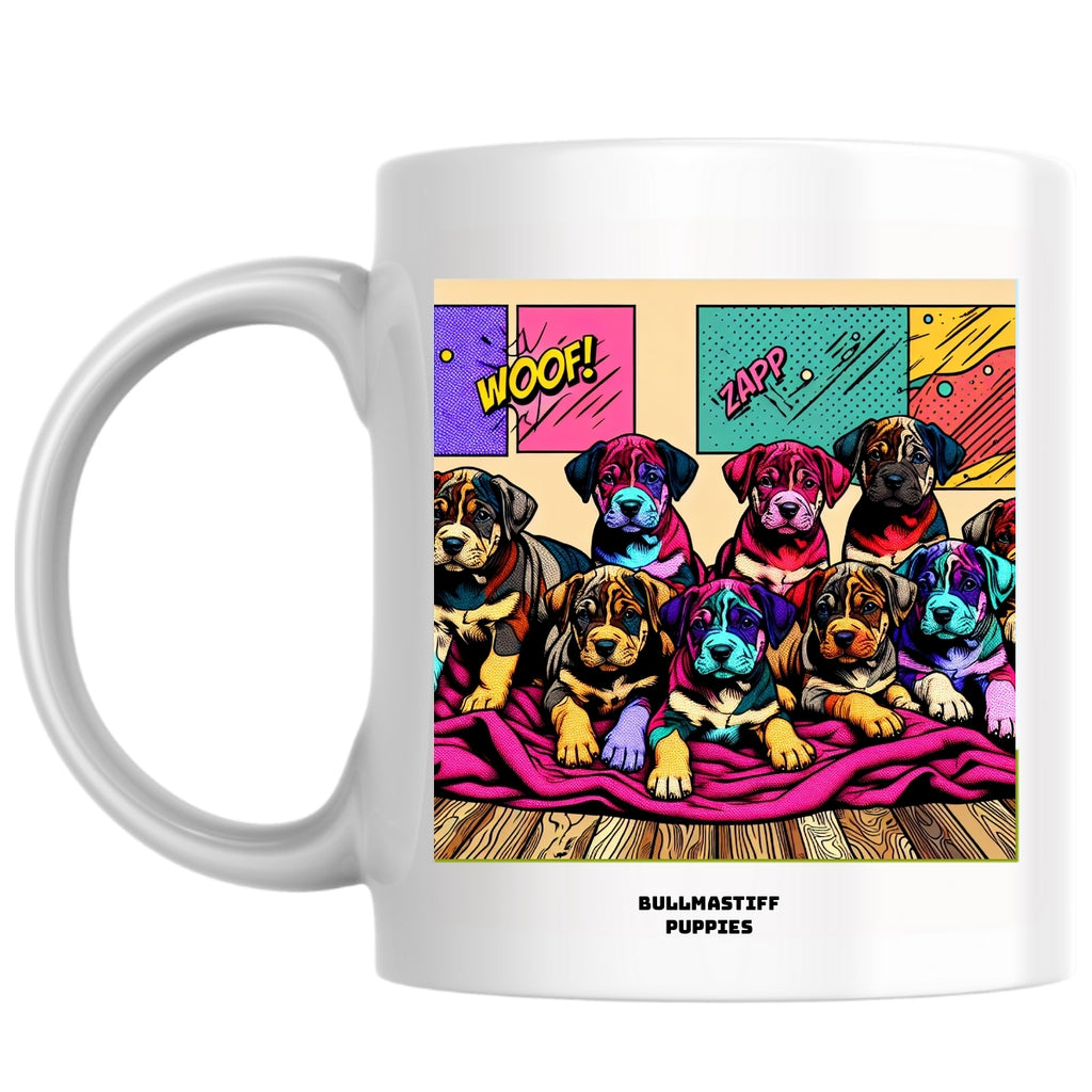 Bullmastiff Puppies the Magnificent: Pop Art Coffee Mug