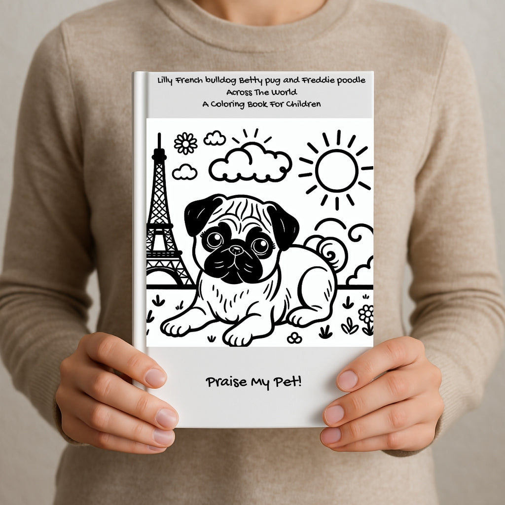 Lilly French bulldog Betty pug and Freddie poodle Across The World: A Coloring Book For Children